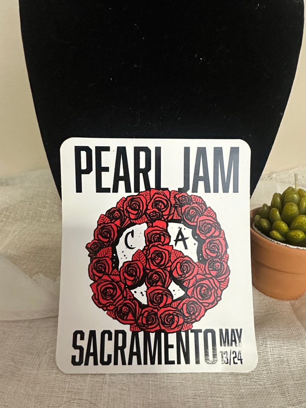 Pearl Jam Sacramento Red Roses Peace Sign Sticker